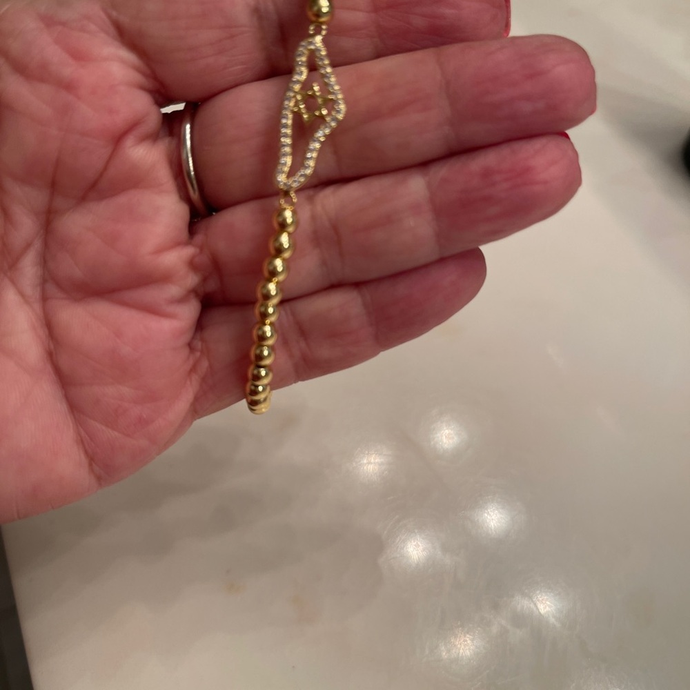 Elegant Gold Beaded Bracelet State of Israel David’s star 24k covered
